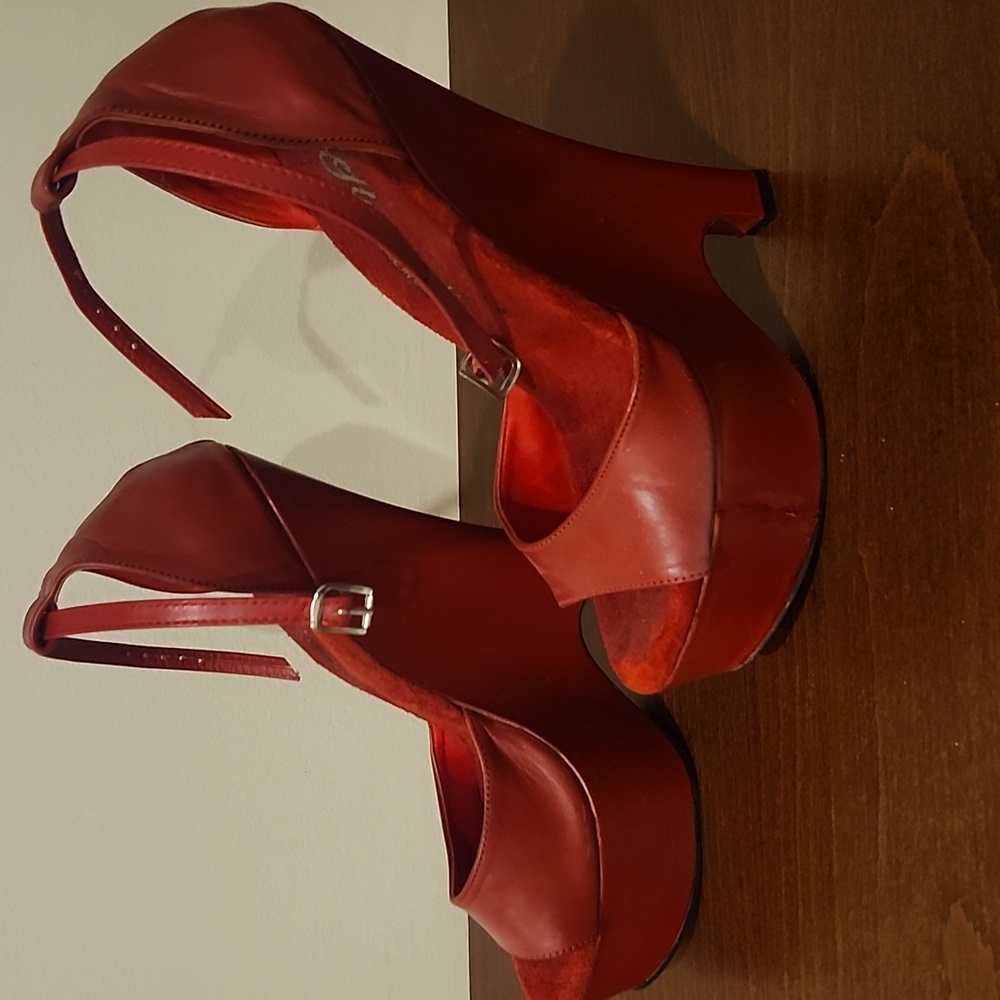 Elegant Red Platform Wedge Sandals
